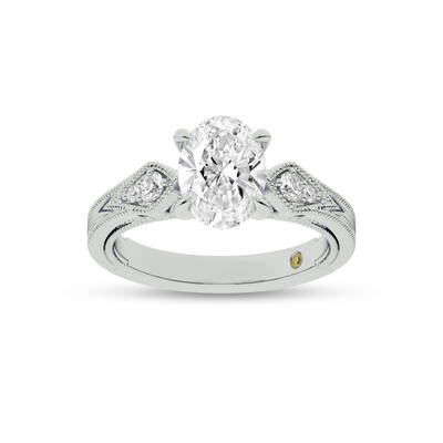 Vesta Vintage Inspired Oval Lab Grown Diamond Engagement Ring | 10K White Gold 3 1/4 CT. TW.