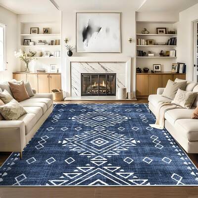 Garvee Washable Rug 8x10 Rug Living Room Rug Large Vintage Area Rugs for Bedroom Indoor Soft Non-Slip Carpet Low Pile Non-She...
