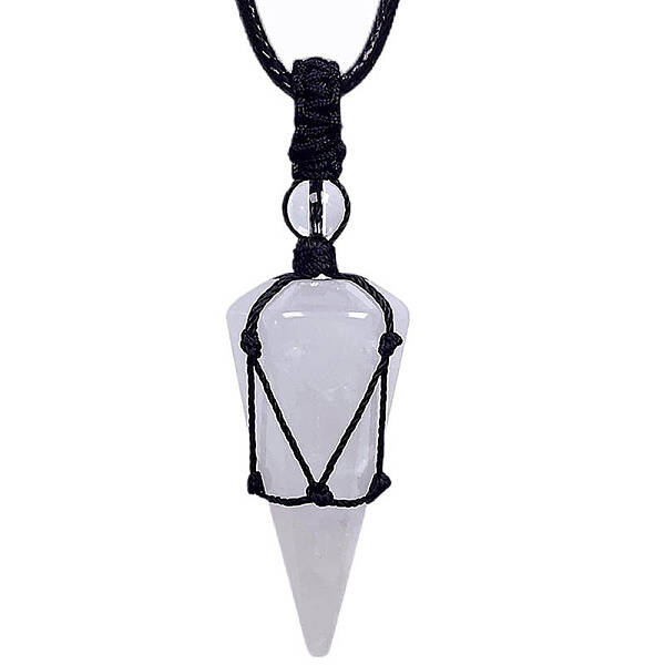 Natural Quartz Crystal Cone Pendant Necklaces