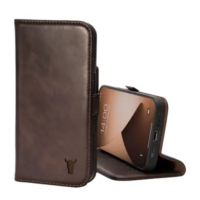 Apple iPhone 13 Pro Leather Wallet Case (with Stand function) - Dark Brown