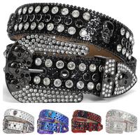 XZQTIVE Rhinestone Skull Belt for Men & Women - Bling Stylish Accessory, Punk Fashion Meets Leather Craftsmanship, Studded De...