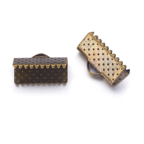 Antique Bronze Plated Iron Ribbon Crimp Ends
