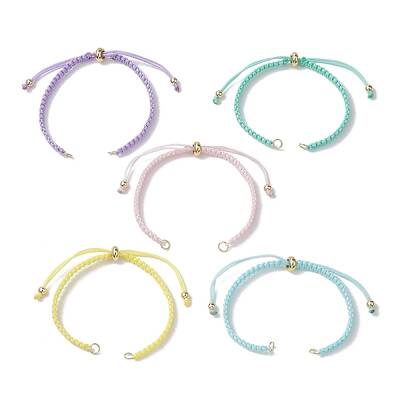 5Pcs 5 Colors Candy Color Braided Nylon Cord Slider Bracelet Making
