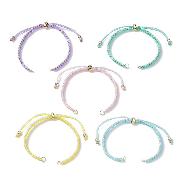 5Pcs 5 Colors Candy Color Braided Nylon Cord Slider Bracelet Making