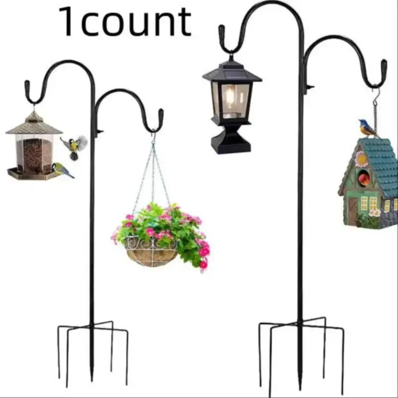Garden Hanging Plant Basket, Double Shepherds Hook, Garden Plant Hanger Stands