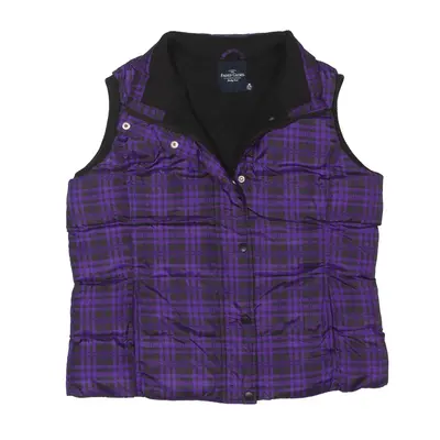 FADED GLORY Fleece Lined Puffer Gilet Purple Plaid Womens M