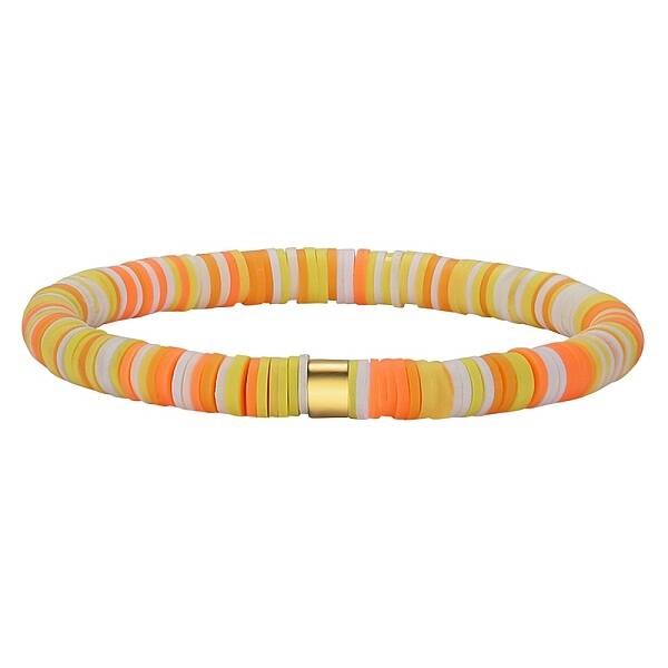 Polymer Clay Heishi Surfer Stretch Bracelet with 304 Stainless Steel Beaded