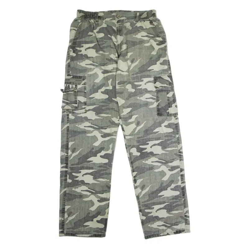 Camouflage Cargo Mens Trousers Green Regular Straight W32 L30