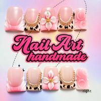 Flower Decor Fake Nails, 10pcs/set Fashion Press on Nails for Women & Girls DIY Nail Art, Elegant Stick on Nails Kit