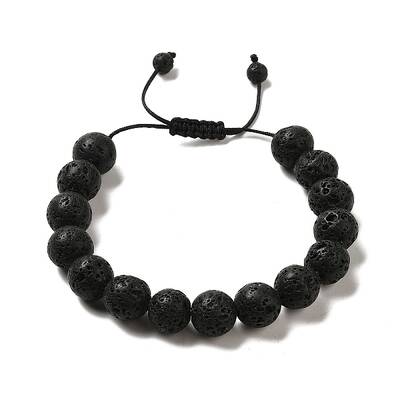 12.5mm Round Natural Lava Rock Braided Bead Bracelets for Women Men