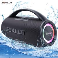 【ZEALOT 】 portable wireless speaker with 80W, high fidelity sound effects, RGB ambient lighting, IPX6 waterproof, TWS pai...
