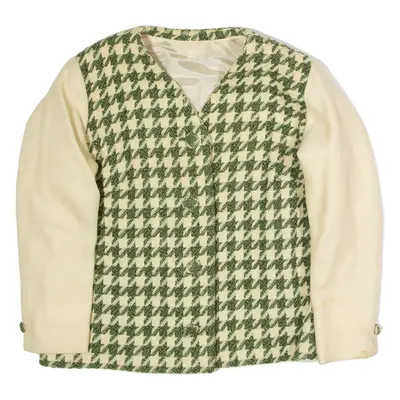 Womens Blazer Jacket Green Knit Wool 90s Houndstooth XL