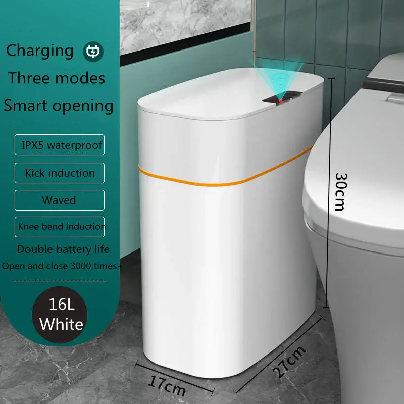Smart Trash Can With Lid For Bedroom And Living Room Kitchen Storage Box Trash Can Induction Small Car Box Automatic Smart Du...