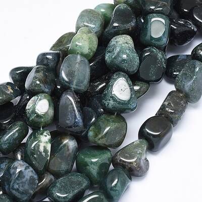 Natural Moss Agate Beads Strands
