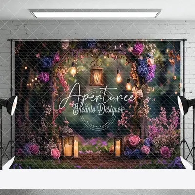 Aperturee Lighted Forest Floral Arch Wedding Photo Backdrop, 3X2FT(1MX0.6M), 14 USD, wedding backdrops, ENHD2J27-M