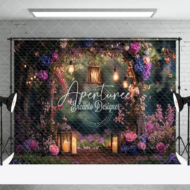 Aperturee Lighted Forest Floral Arch Wedding Photo Backdrop, 3X2FT(1MX0.6M), 14 USD, wedding backdrops, ENHD2J27-M