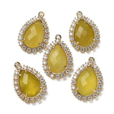 Natural Korean Jade Faceted Teardrop Pendants