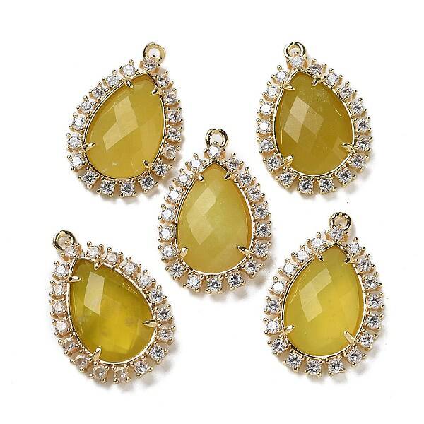 Natural Korean Jade Faceted Teardrop Pendants