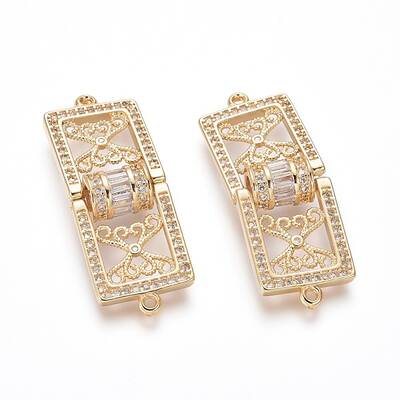 Brass Micro Pave Cubic Zirconia Links connectors