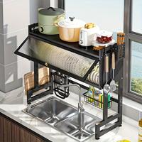 1pc Over-Sink Dish Drying Rack - Multi-Functional Utensil Holder with Knife Slot, Chopstick, and Cutlery Drainer, Space-Savin...