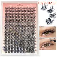 C Curl Fake Lash Clusters Kit, 160pcs/box Wispy Natural False Eyelashes for Eyelash Extension, Volume Individual Faux Lashes ...