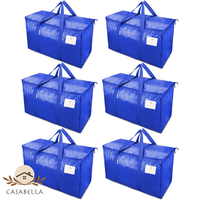 CasaBella 6 Pack 24 Gallon Extra Large Heavy Duty Foldable Moving Bags With Carrying Handles, Zippers and Tag Pocket, Outdoor...