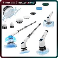 Electric Spin Scrubber, 2-Speed Shower Scrubber with Adjustable Extension Handle, Full-Body IPX7 Waterproof Cordless Electric...