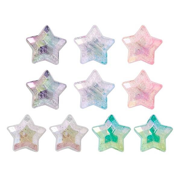 10Pcs 5 Colors UV Plating Transparent Crackle Acrylic Beads