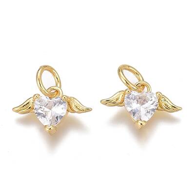Brass Micro Pave Clear Cubic Zirconia Charms