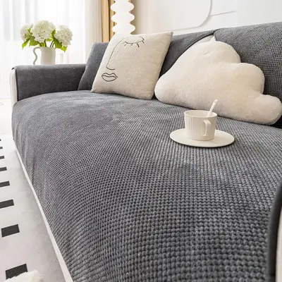 Solid Color Sofa Cover, 1 Count Non Slip Sofa Slipcover, Throw Pillow Case, Household Decorative Couch Cover for Home Living ...