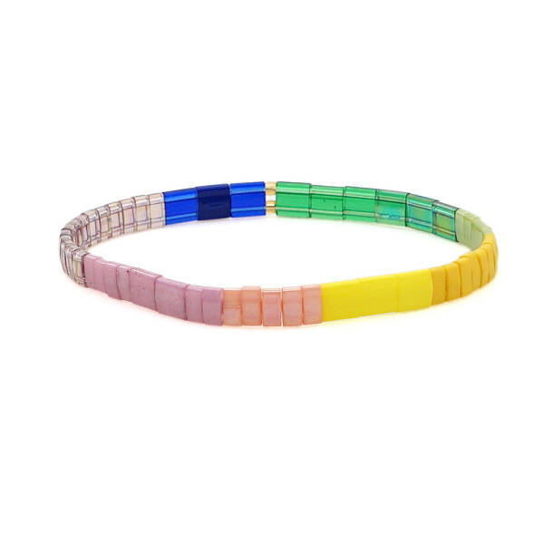 Rainbow Bohemian Style Glass Beads Stretch Bracelets