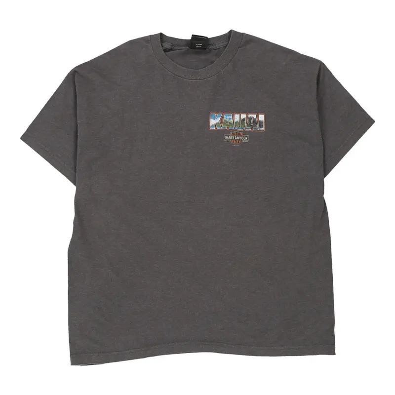 Kauai Harley Davidson Graphic T-Shirt - XL Grey Cotton