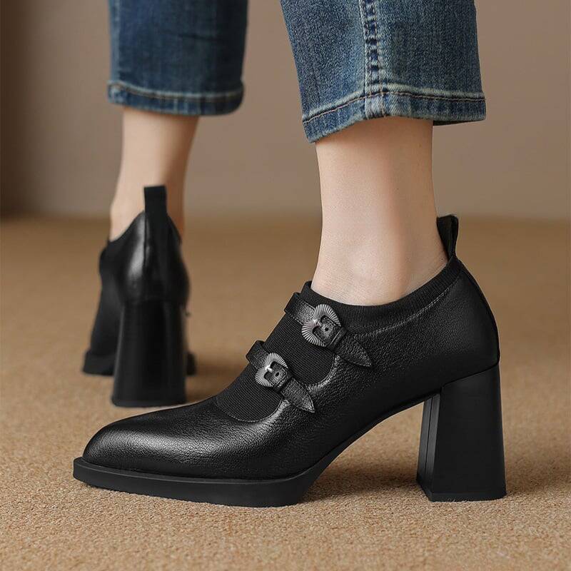 CHIKO Kari Pointy Toe Block Heels Pumps Shoes
