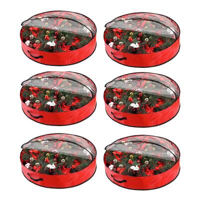 Garvee 6 Pack Christmas Wreath Storage Bags, Holiday Decor Storage Organizer with Sturdy Handles & Zippers, Waterproof Clear ...