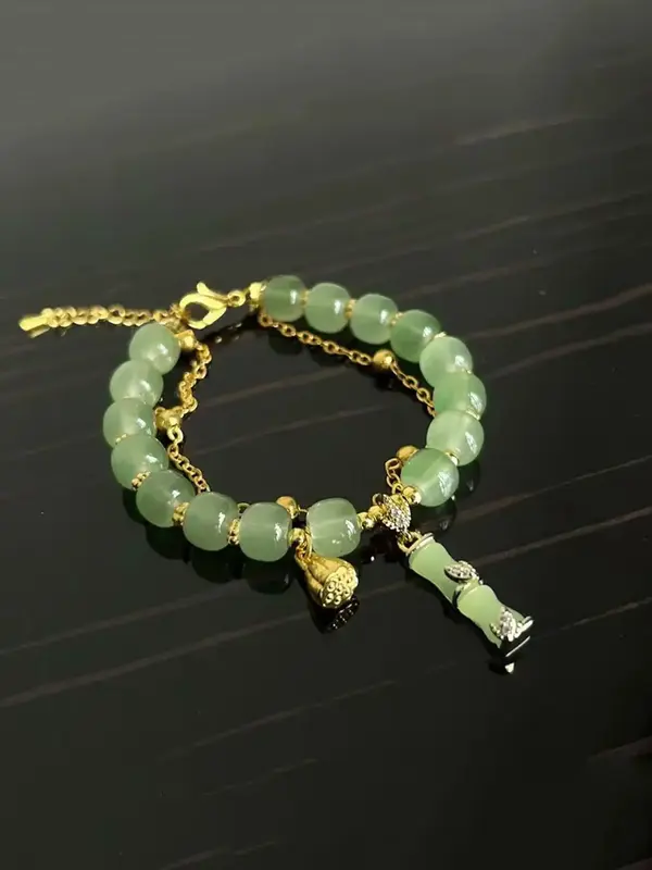 Women's Elegant Random Adjustable Bracelet Bangles with Lotus & Bamboo Design, Fashion Matching Bracelet for Party, Daily C...