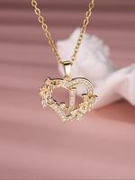 2025 New Fashion Letter Detail Heart Shaped Pendant Alphabet Necklace, Mother's Day Gift, Love Necklace for Women for Spring,...
