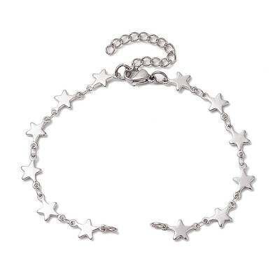304 Stainless Steel Star Link Chain Bracelet Makings for Women