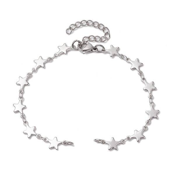 304 Stainless Steel Star Link Chain Bracelet Makings for Women