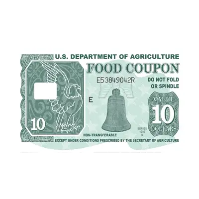 SINGLE* 10 Buck Food Stamp Coupon Sticker for Credit Card