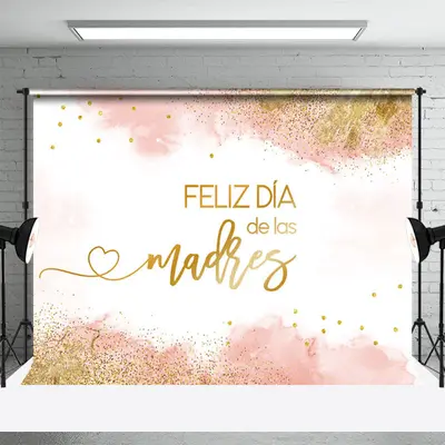 Feliz Dia De Madre Pink Gold Mothers Day Backdrop - Aperturee