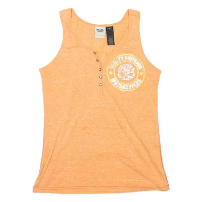 HARLEY DAVIDSON Womens Biker Vest Orange Sleeveless M