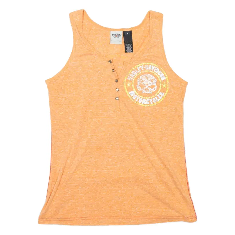 HARLEY DAVIDSON Womens Biker Vest Orange Sleeveless M