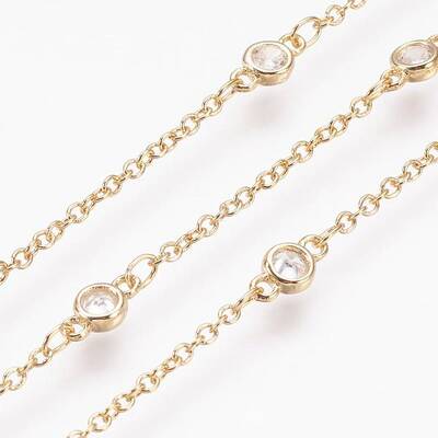 Handmade Brass Cubic Zirconia Chains