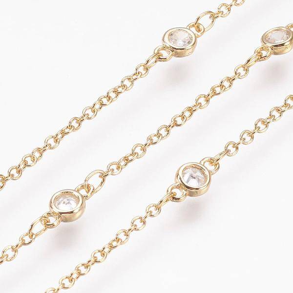 Handmade Brass Cubic Zirconia Chains