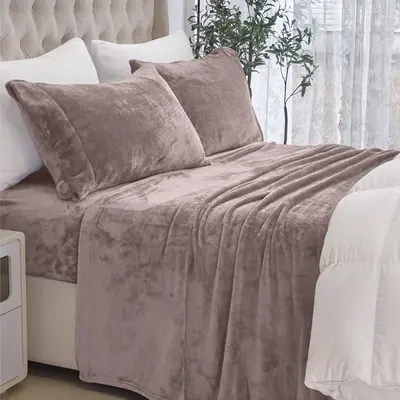 Elegant Comfort 4-Piece Velvet Plush Flannel Sheet Set - Ultra-Soft Cozy Bedding for Warmth and Comfort