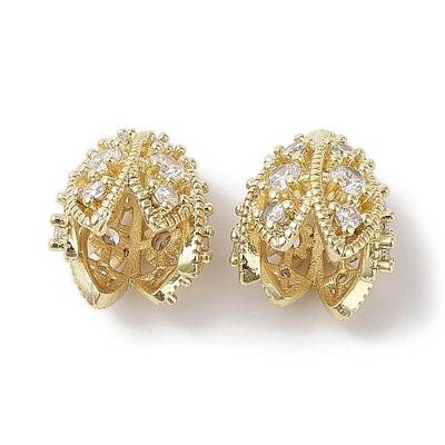 Brass Micro Pave Clear Cubic Zirconia Bead Caps
