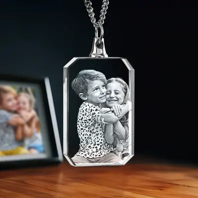 2D Memory Crystal™ - Necklace - Rectangle-Large