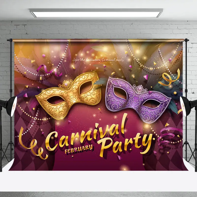 Aperturee Mask Masquerade Carnival February Party Backdrop, 3X2FT(1MX0.6M), 14 USD, dance party, NYHD1I21-M