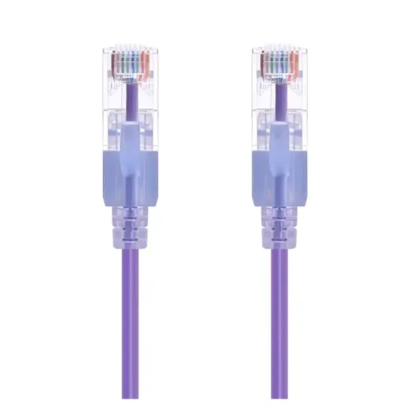16333 Monoprice Cat6A Ethernet Patch Cable SlimRun Snagless RJ45 550MHz UTP Pure Bare Copper 10G 30AWG 10-Pack 10ft Purple