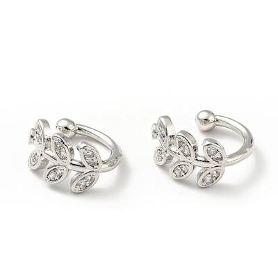 Clear Cubic Zirconia Leaf Cuff Earrings